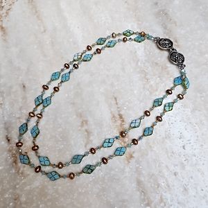 😍Blue & Bronze Colored Beaded Necklace😍